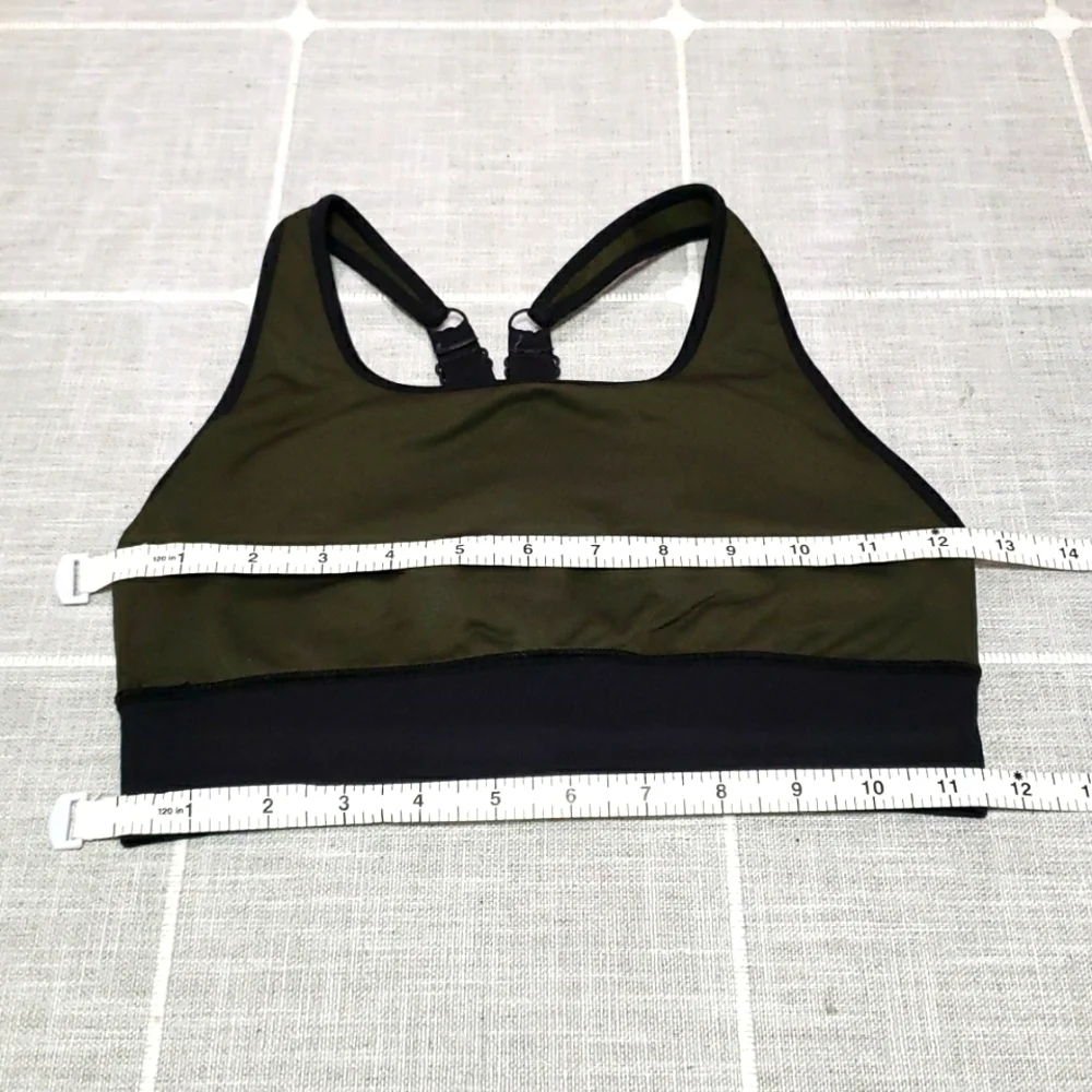 FABLETICS Adjustable straps Bra, Color green and black, Size S